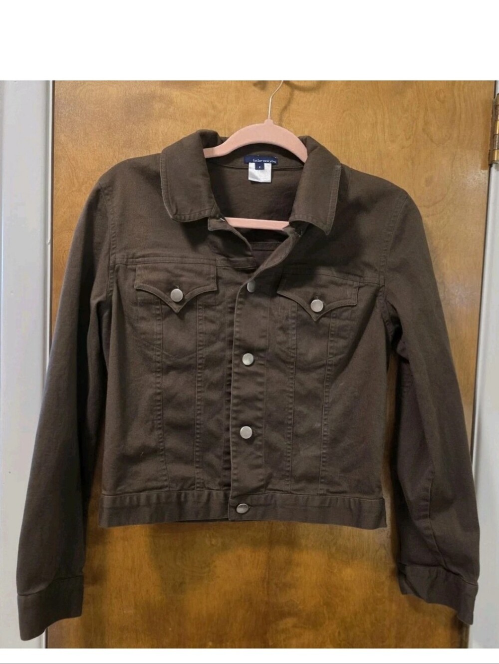 Tailor New York Womens Sz 8  Sleeve Button Front Vintage Y2K Denim Brown Jacket